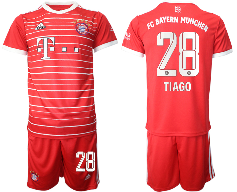 Men 2022-2023 Club Bayern Munich home Red 28 Adidas Soccer Jersey